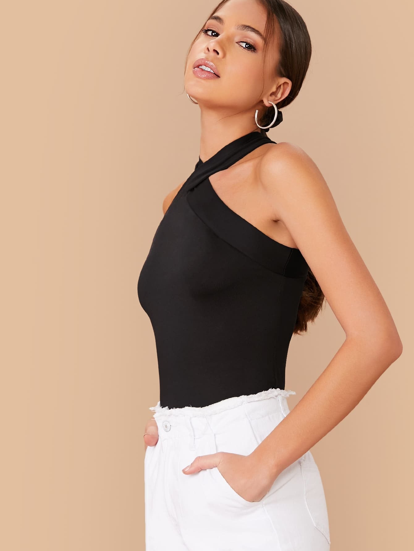 BAE Form-Fitting Crisscross Halter Top