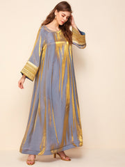 Najma Embroidered Tape Bell Sleeve Metallic Dress