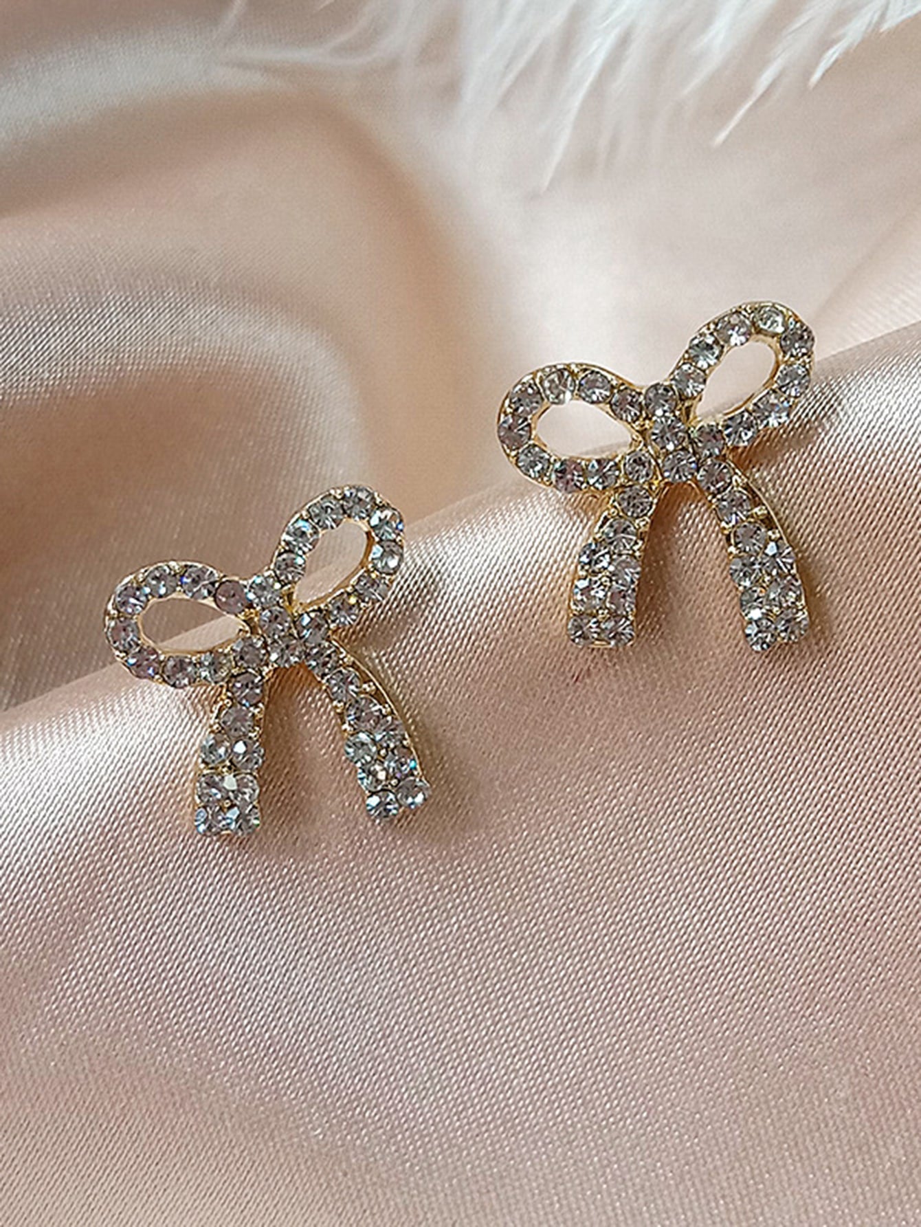 Rhinestone Bow Earrings