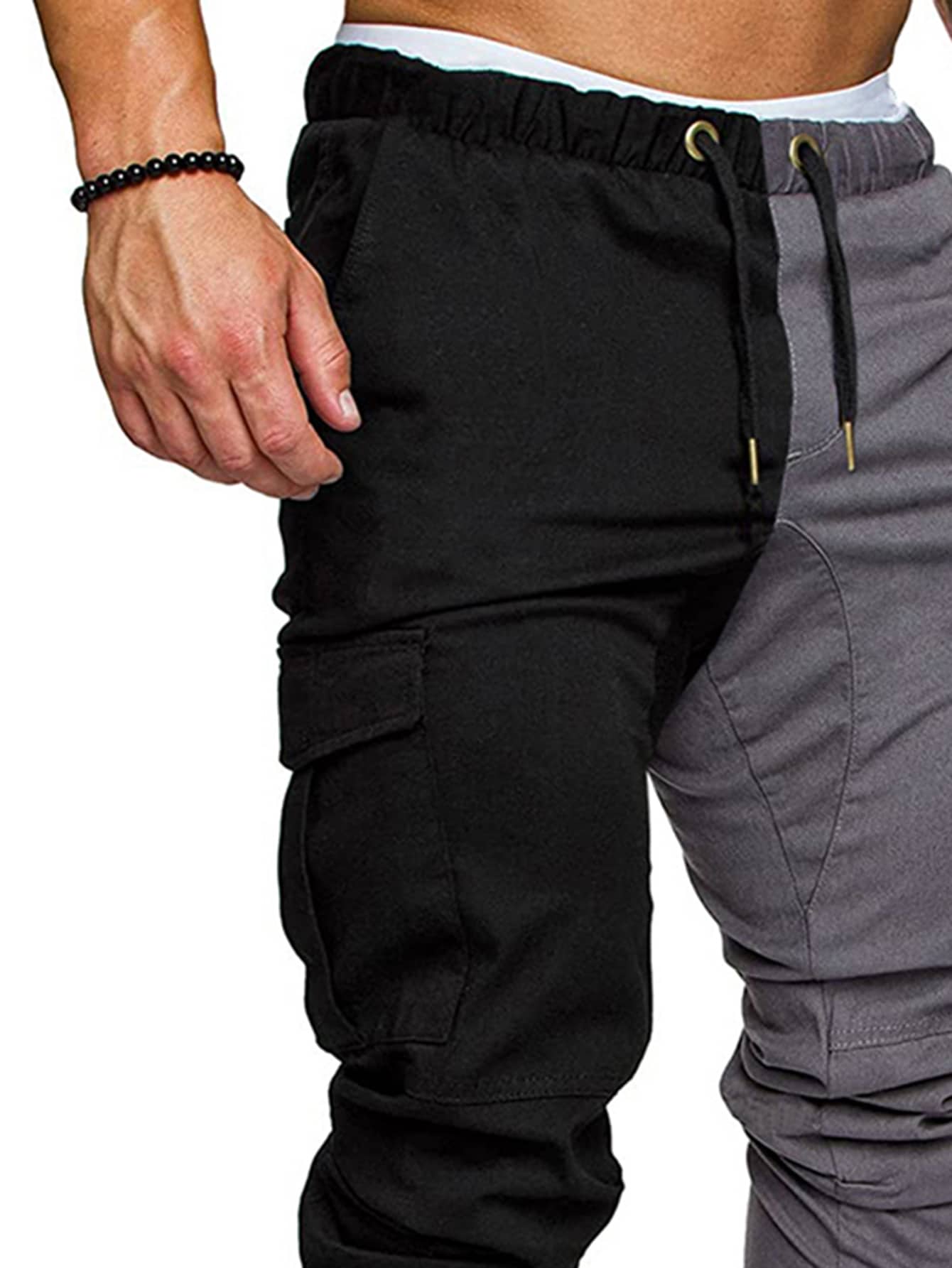 Manfinity Homme Men Two Tone Drawstring Waist Cargo Pants