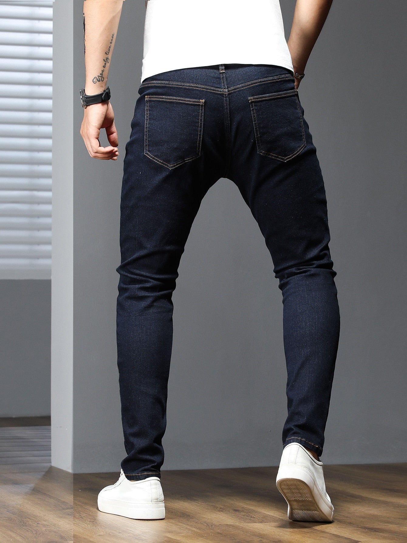 Manfinity Homme Men Contrast Stitch Skinny Jeans