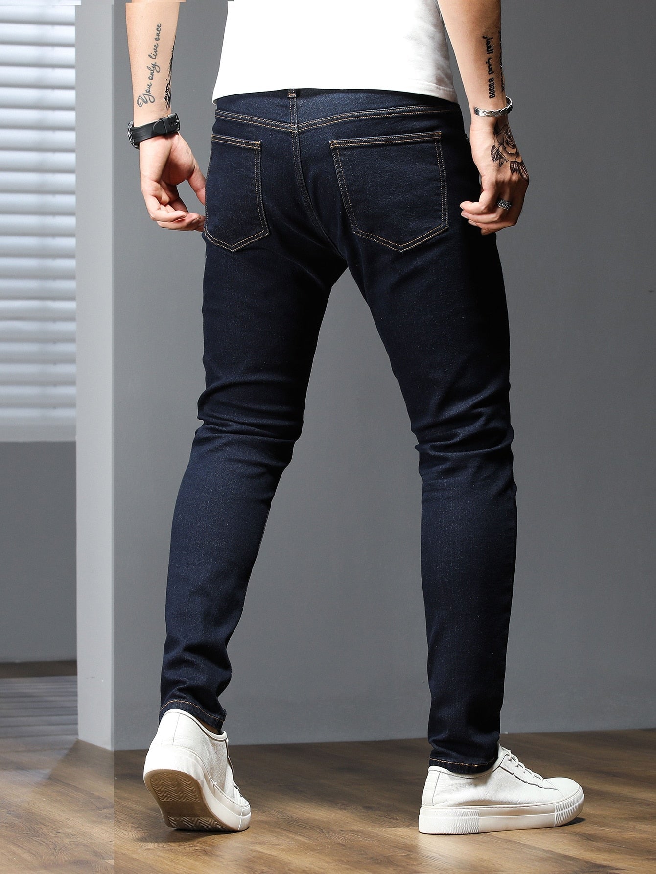 Manfinity Homme Men Contrast Stitch Skinny Jeans