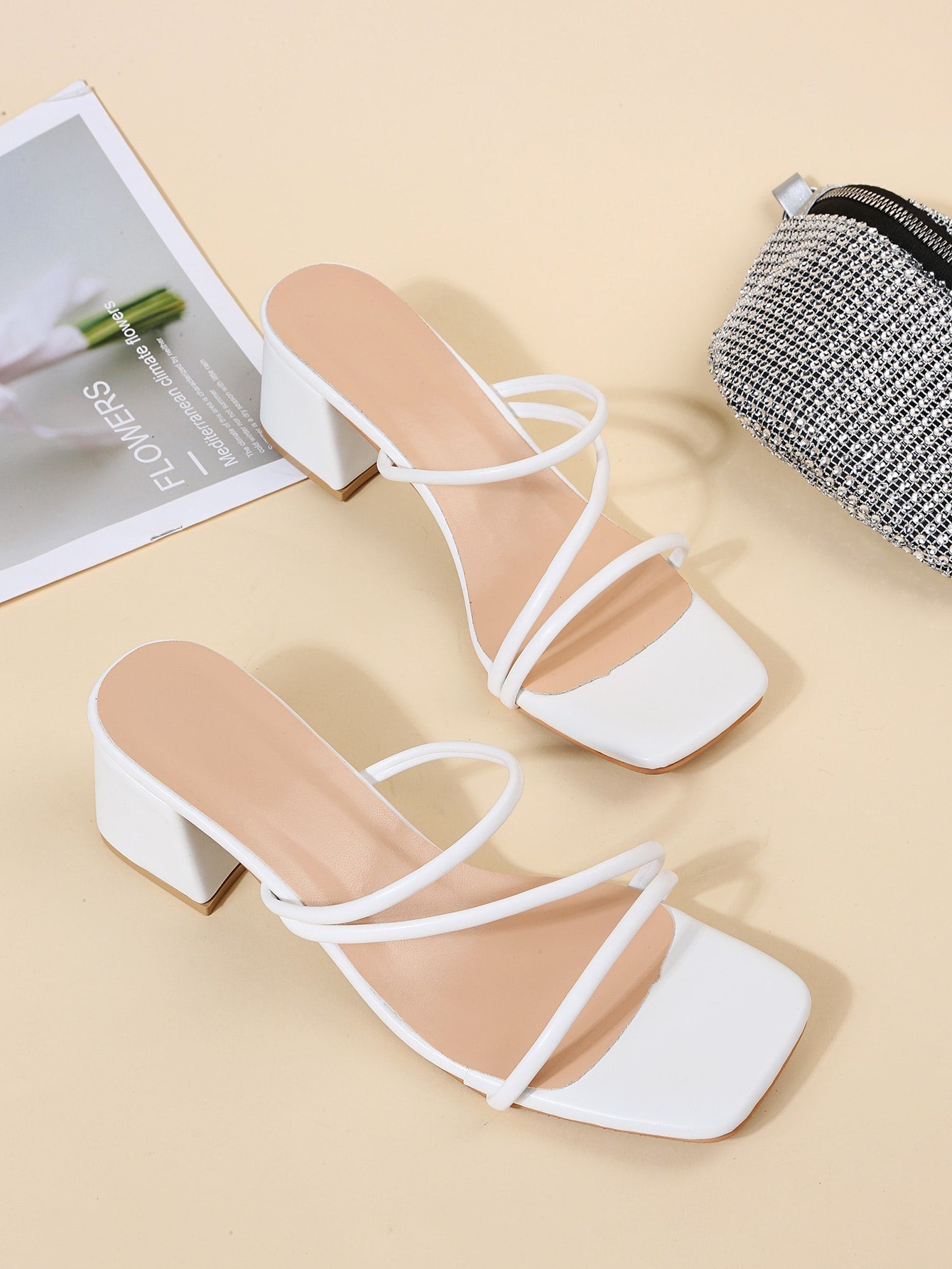 Women Minimalist Chunky Heeled Mule Sandals, Elegant Summer Heeled Sandals