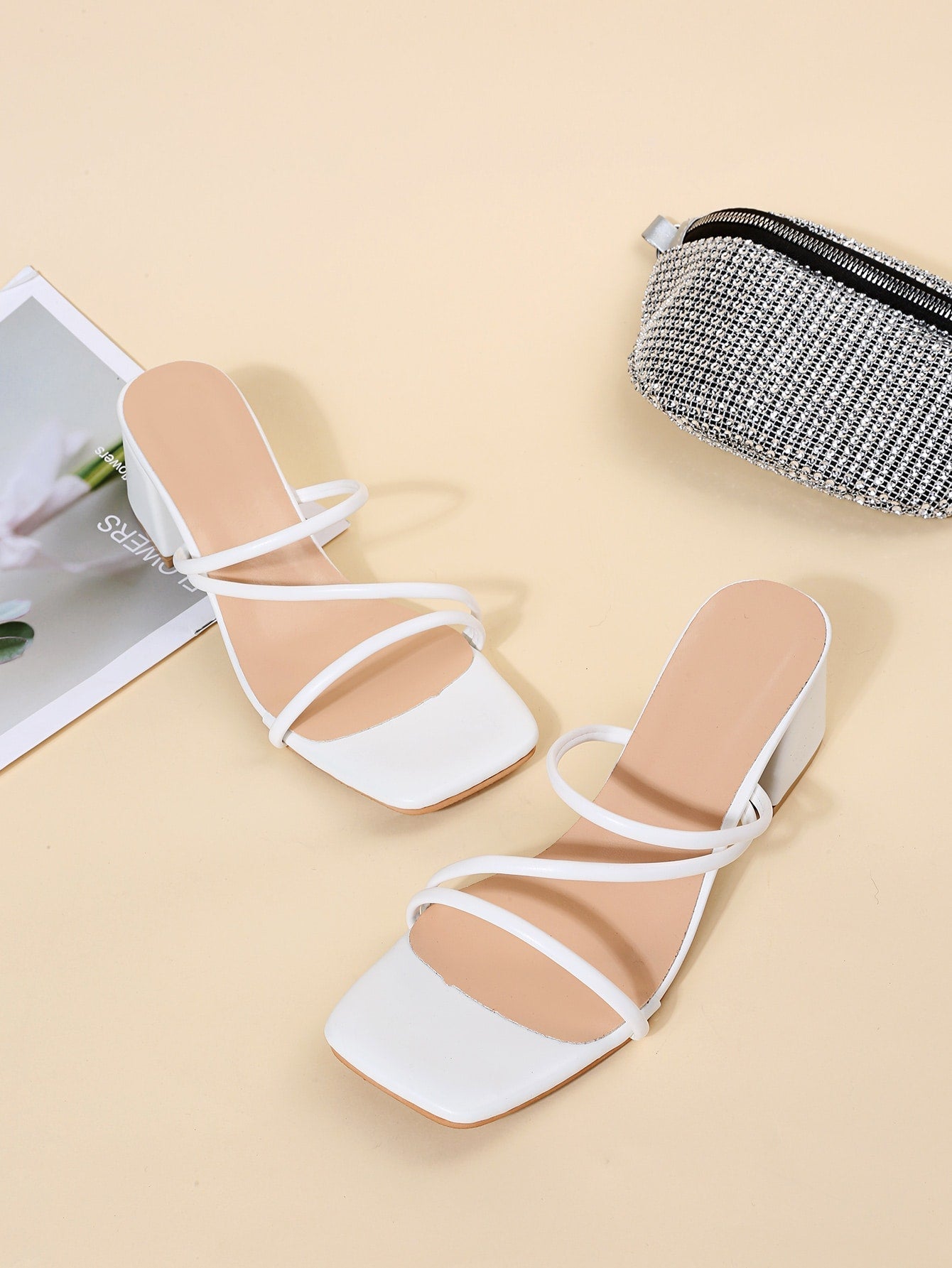 Women Minimalist Chunky Heeled Mule Sandals, Elegant Summer Heeled Sandals