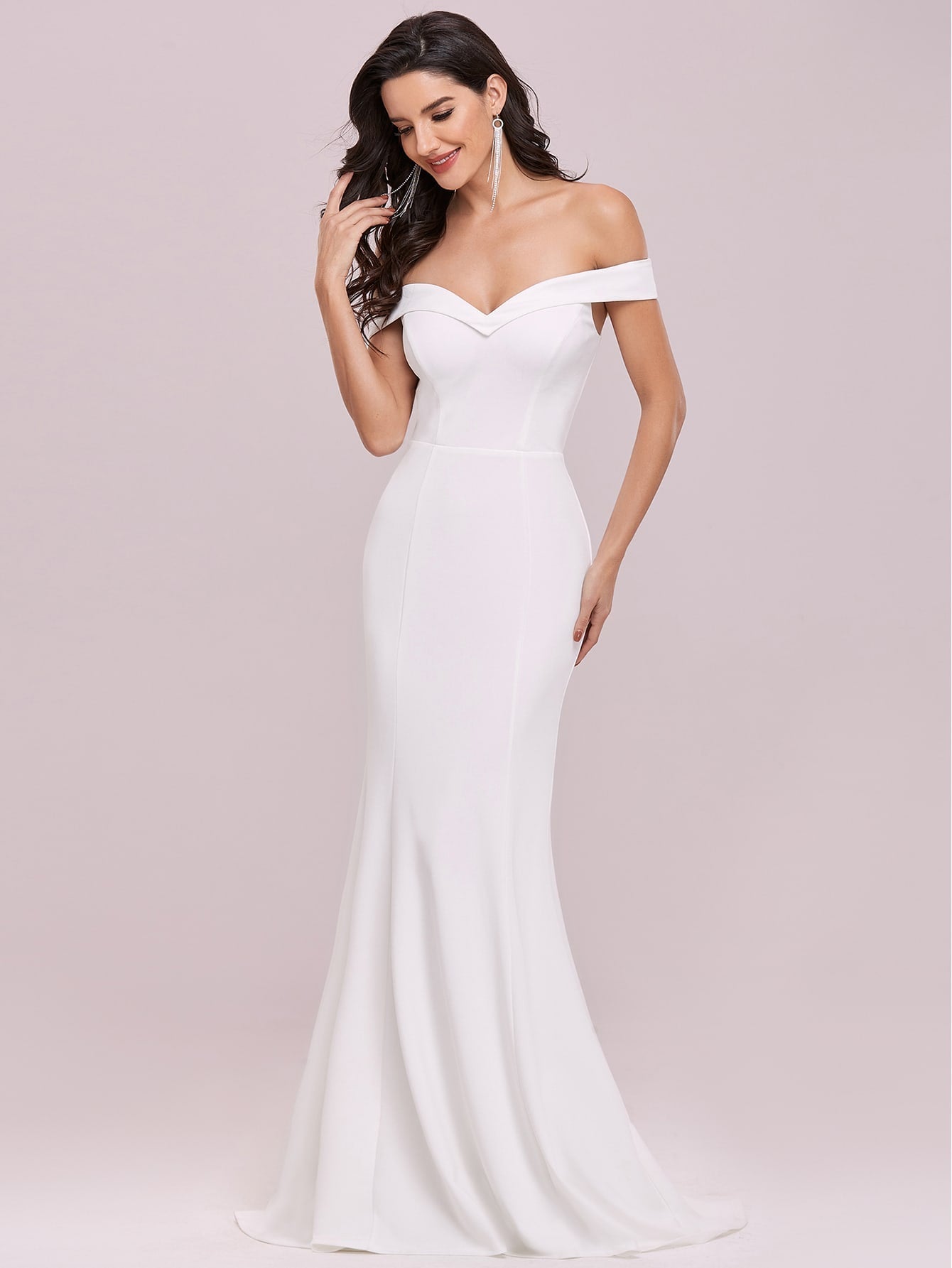 EVER-PRETTY Fold Off Shoulder Mermaid Hem Prom Dress