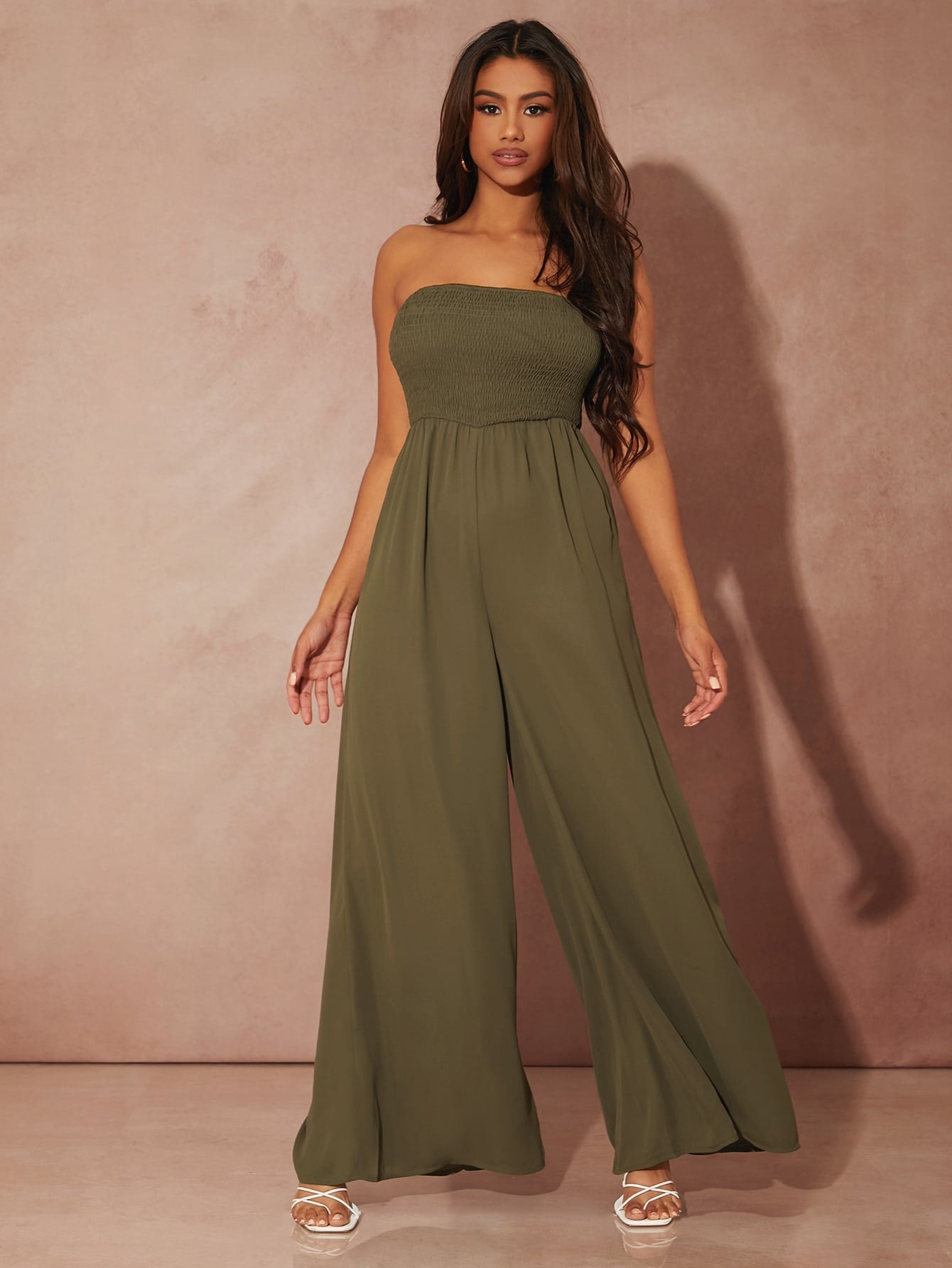 SXY Solid Wide Leg Tube Jumpsuit