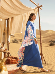 Najma Tie Neck Floral Print Kaftan