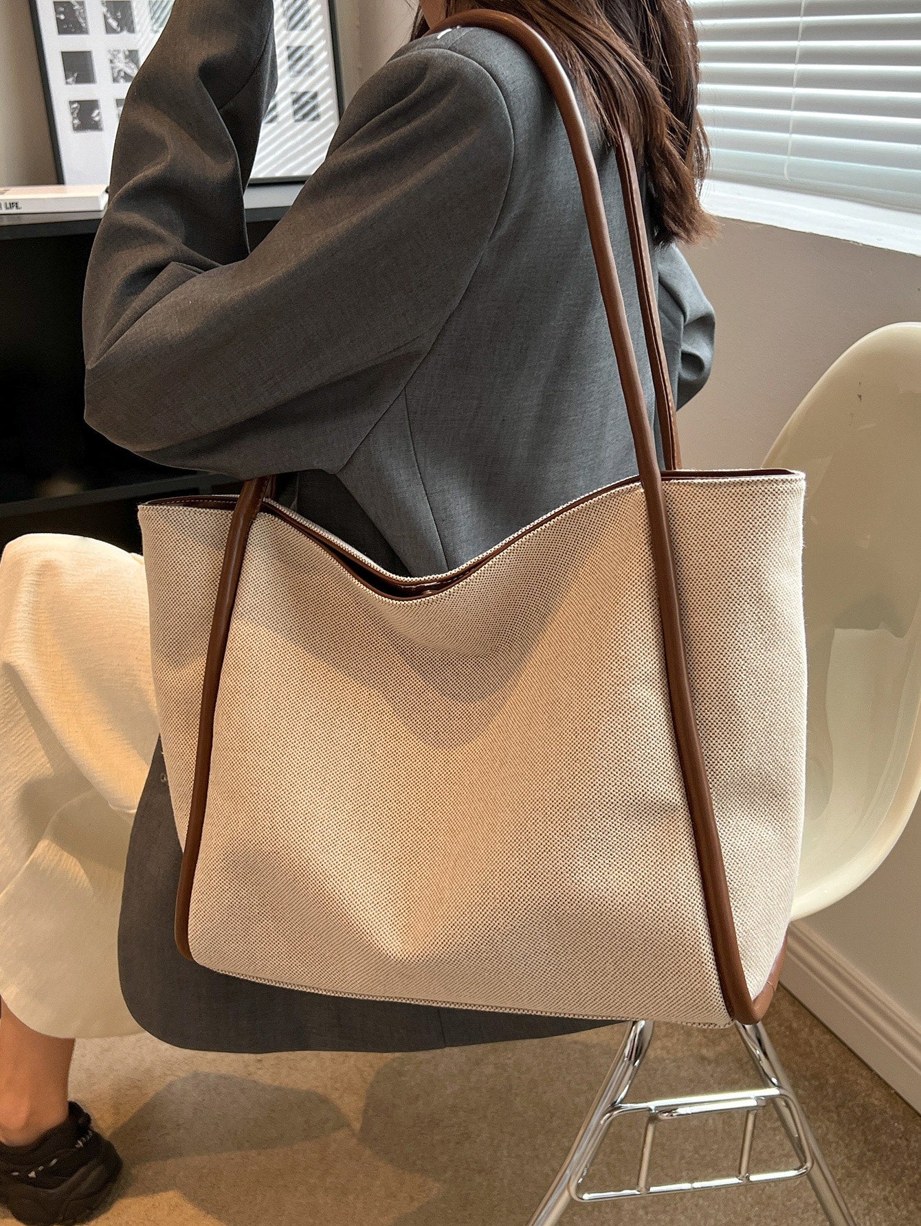 Women's Colorblocking Single Shoulder Tote Bag