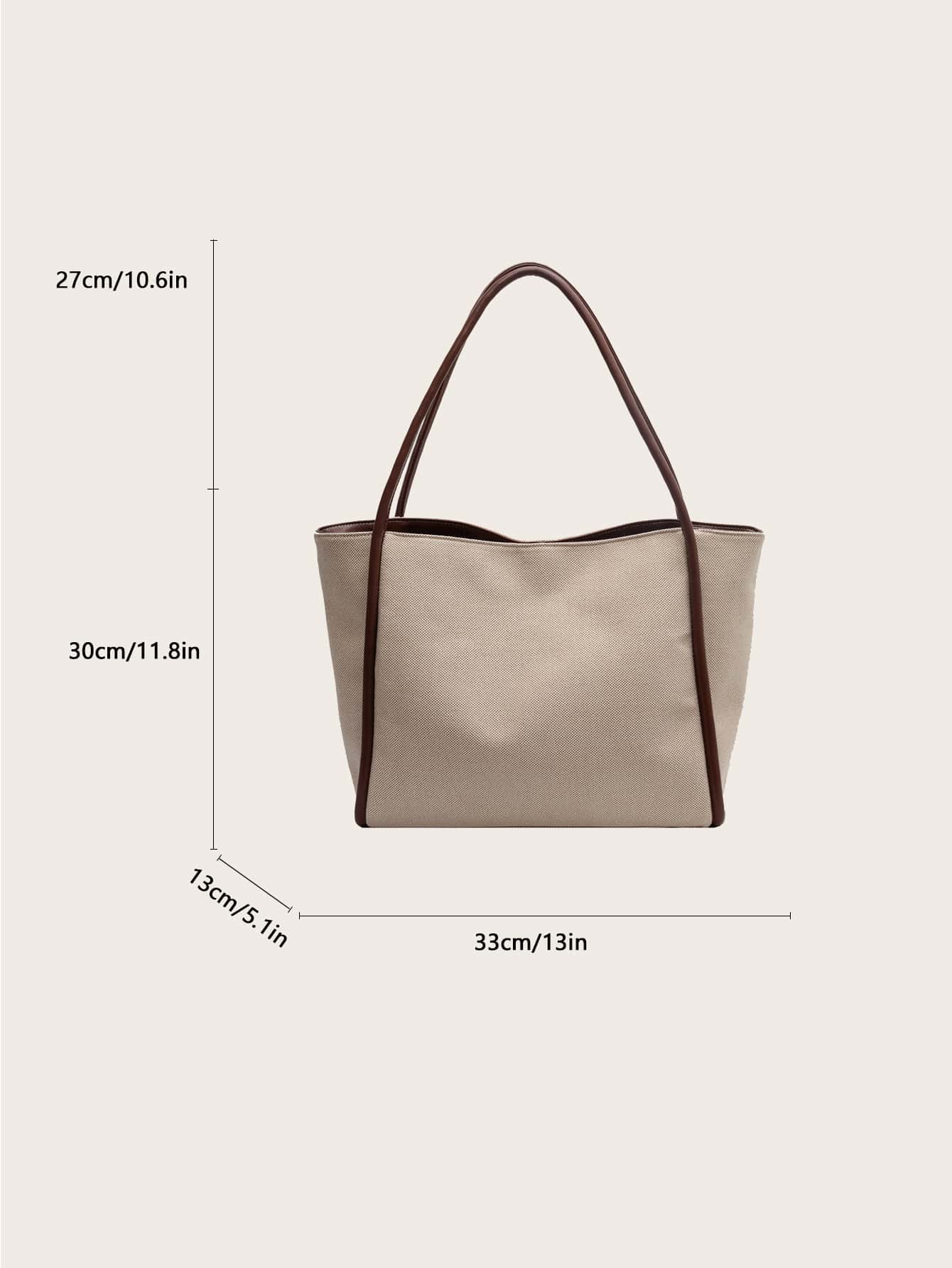 Women's Color Block Single Shoulder Tote Bag, Large Size