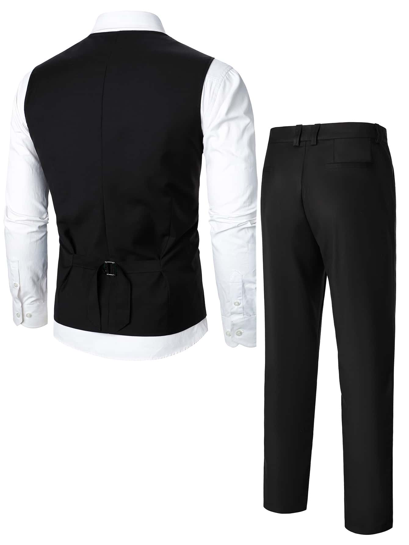 Manfinity Mode Men Double Breasted Vest Blazer & Pants Without Shirt