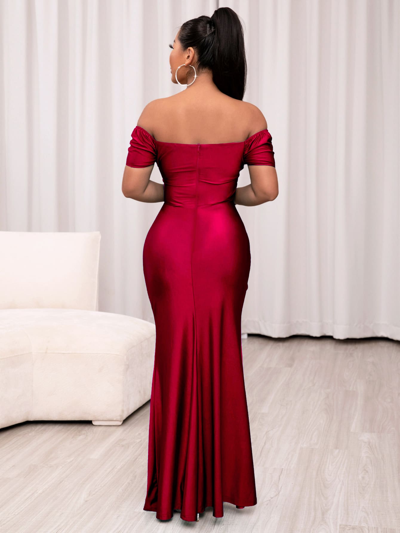 Joyfunear Off Shoulder Split Thigh Formal Dress