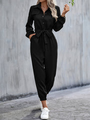 LUNE Button Front Belt Jumpsuit