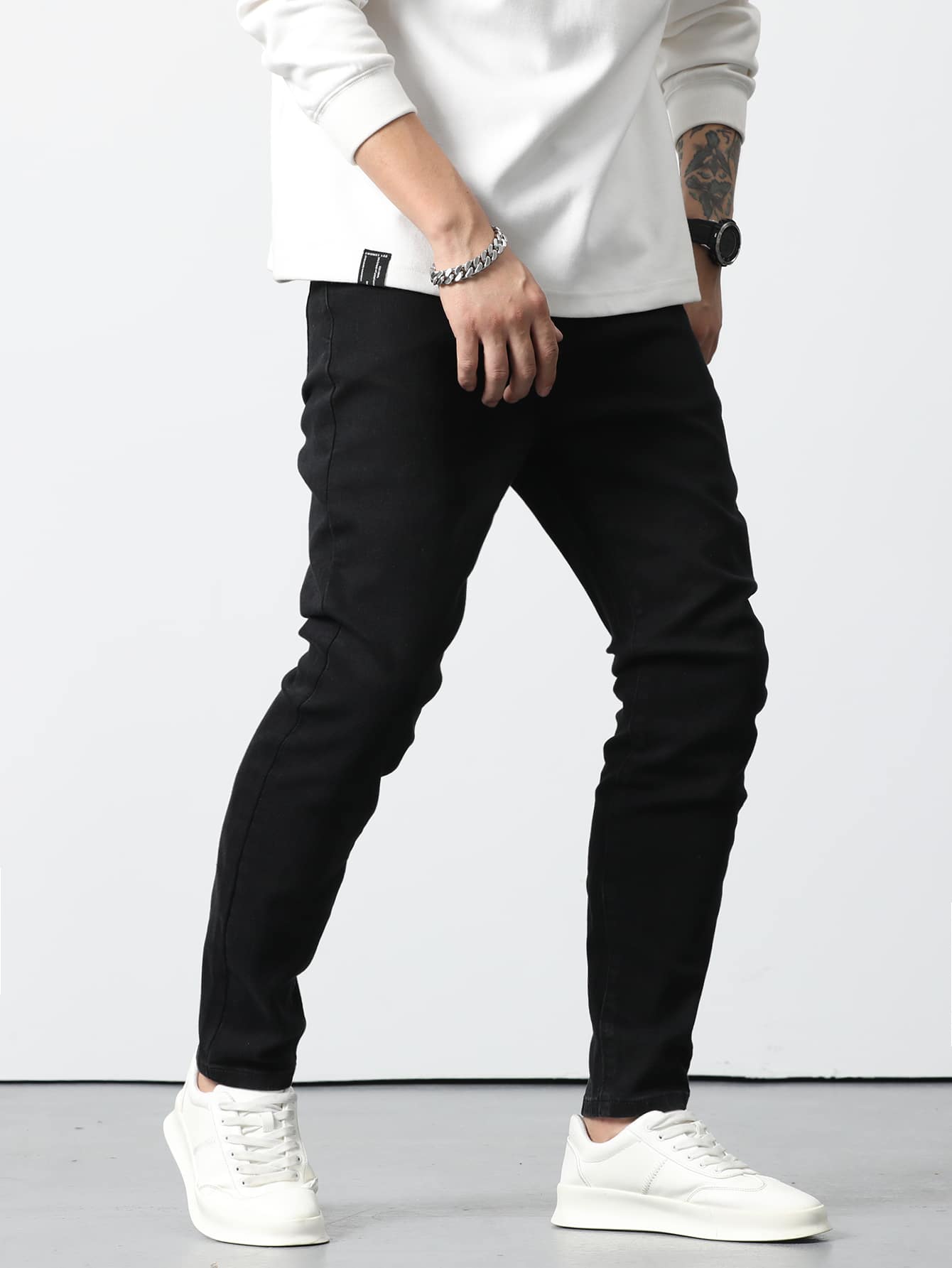 Manfinity Homme Men Cotton Slant Pocket Skinny Jeans