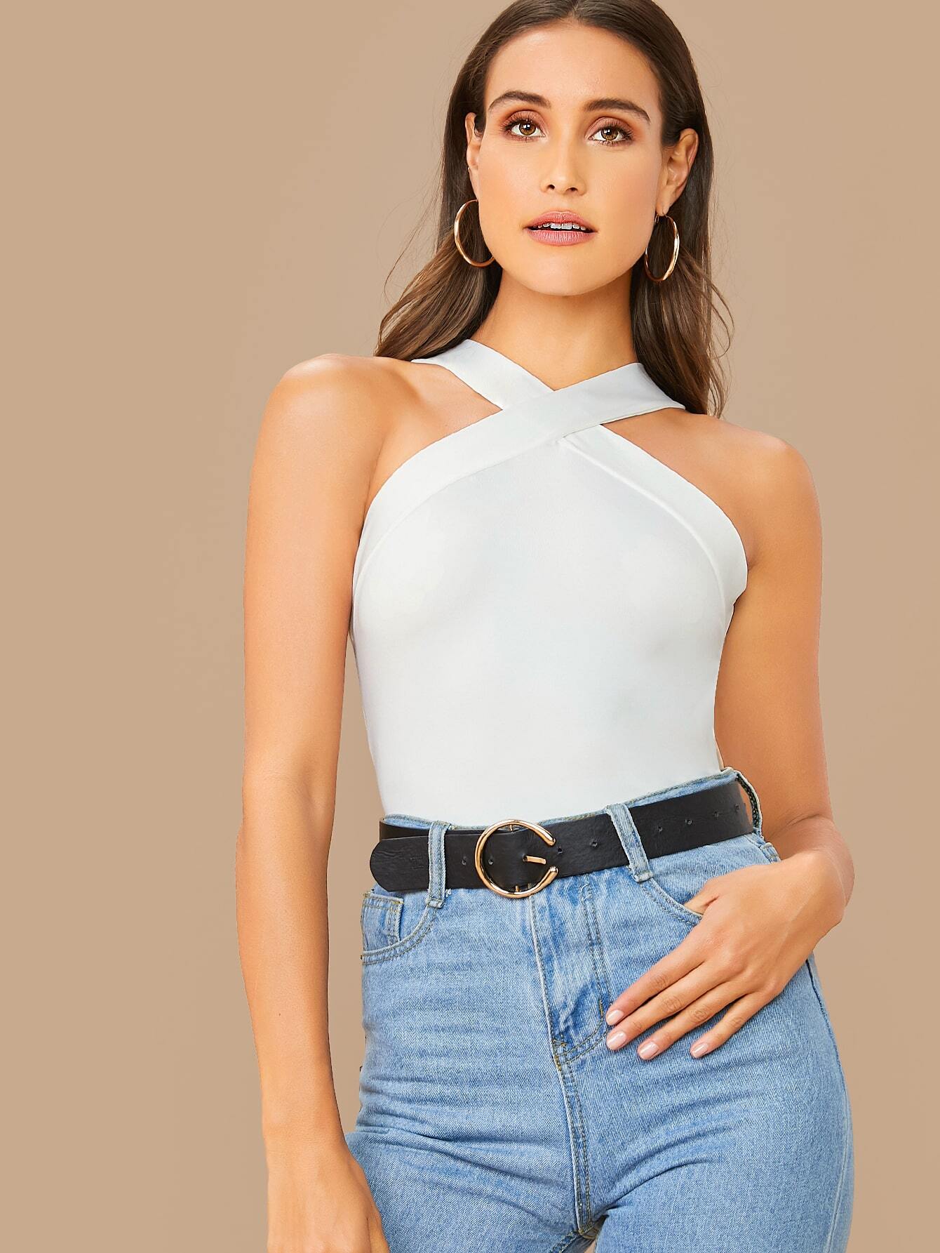 BAE Form-Fitting Crisscross Halter Top