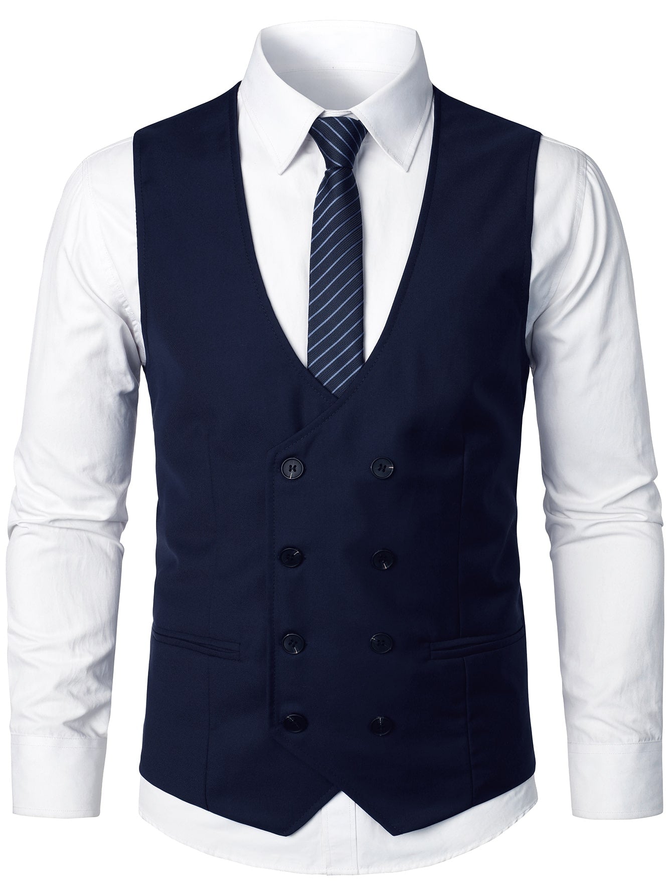 Manfinity Mode Men Double Breasted Vest Blazer & Pants Without Shirt