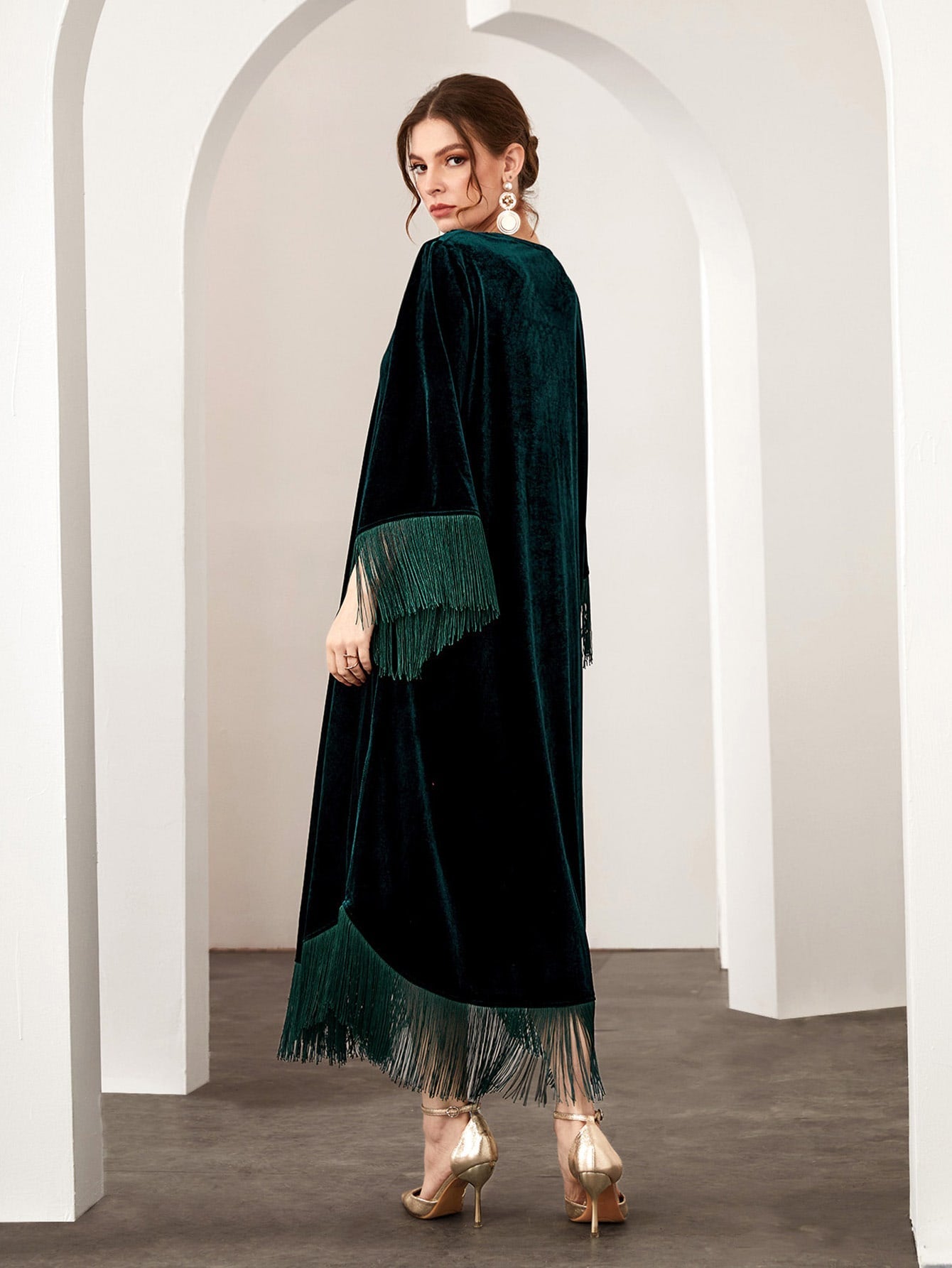 Modely Fringe Hem Velvet Dress