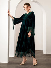 Modely Fringe Hem Velvet Dress