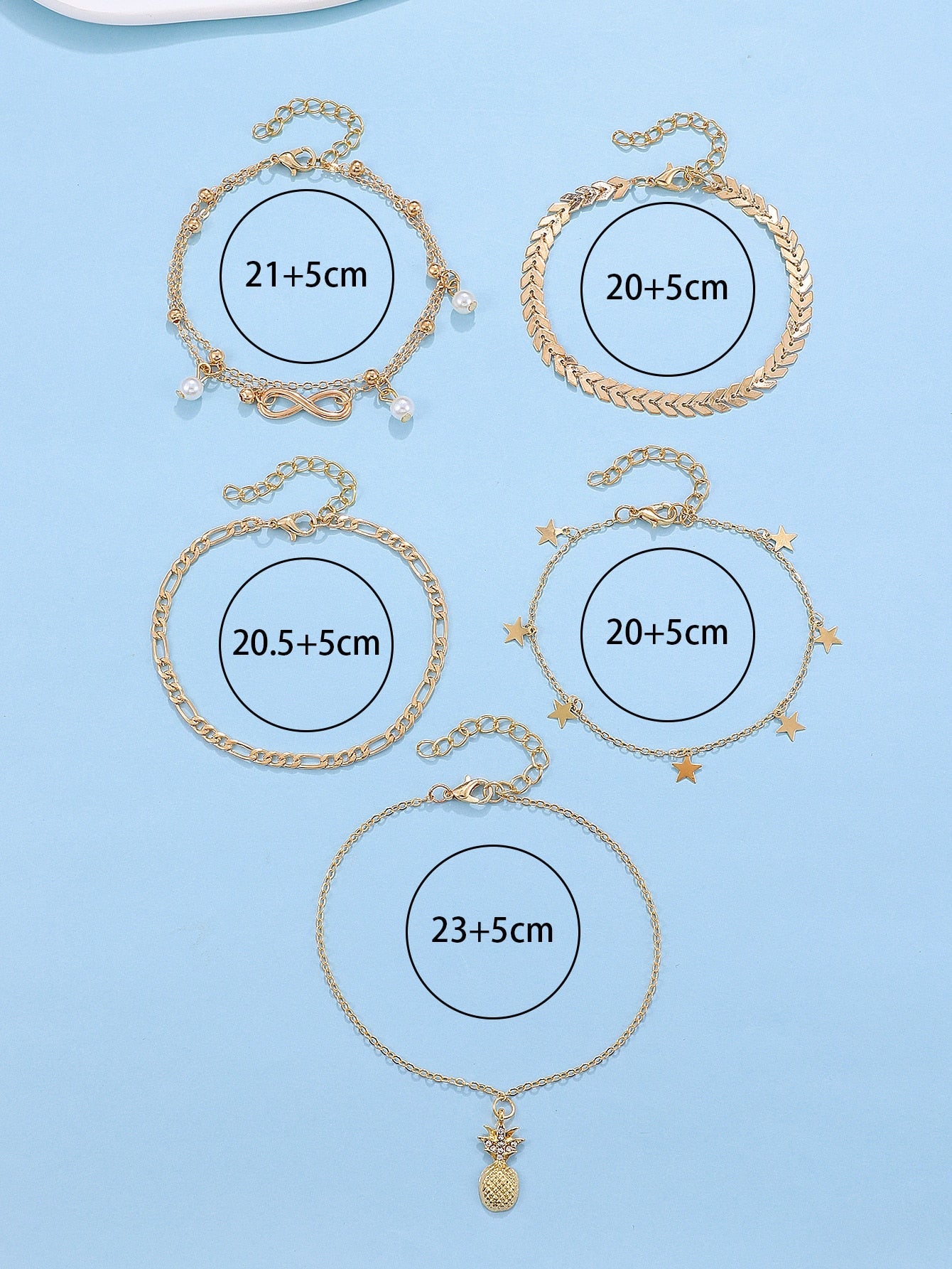 5pcs Star Charm Anklet