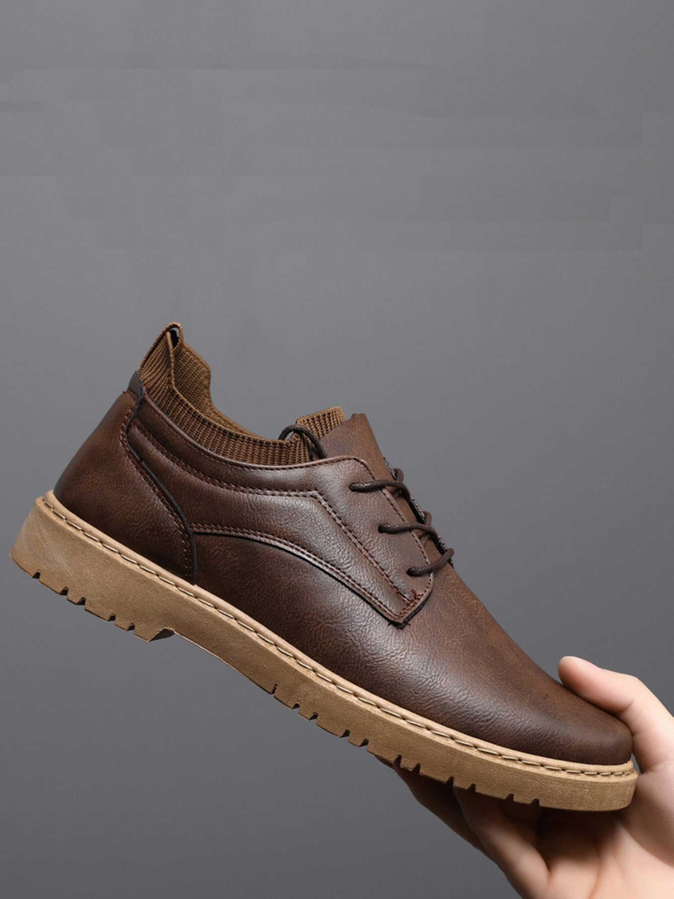 Men Minimalist Lace-up Front Oxford Shoes PU Formal Shoes