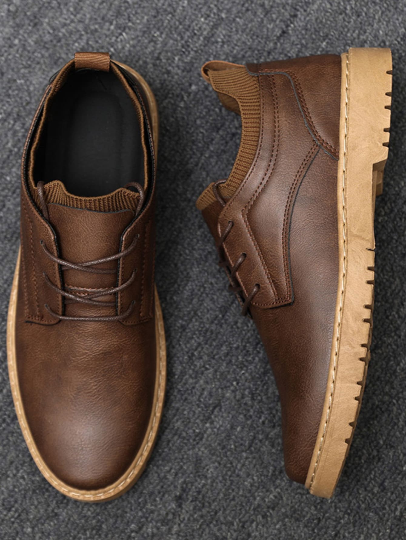 Men Minimalist Lace-up Front Oxford Shoes PU Formal Shoes