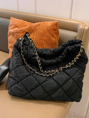 Quilted Chain Shoulder Tote Bag With Coin Purse