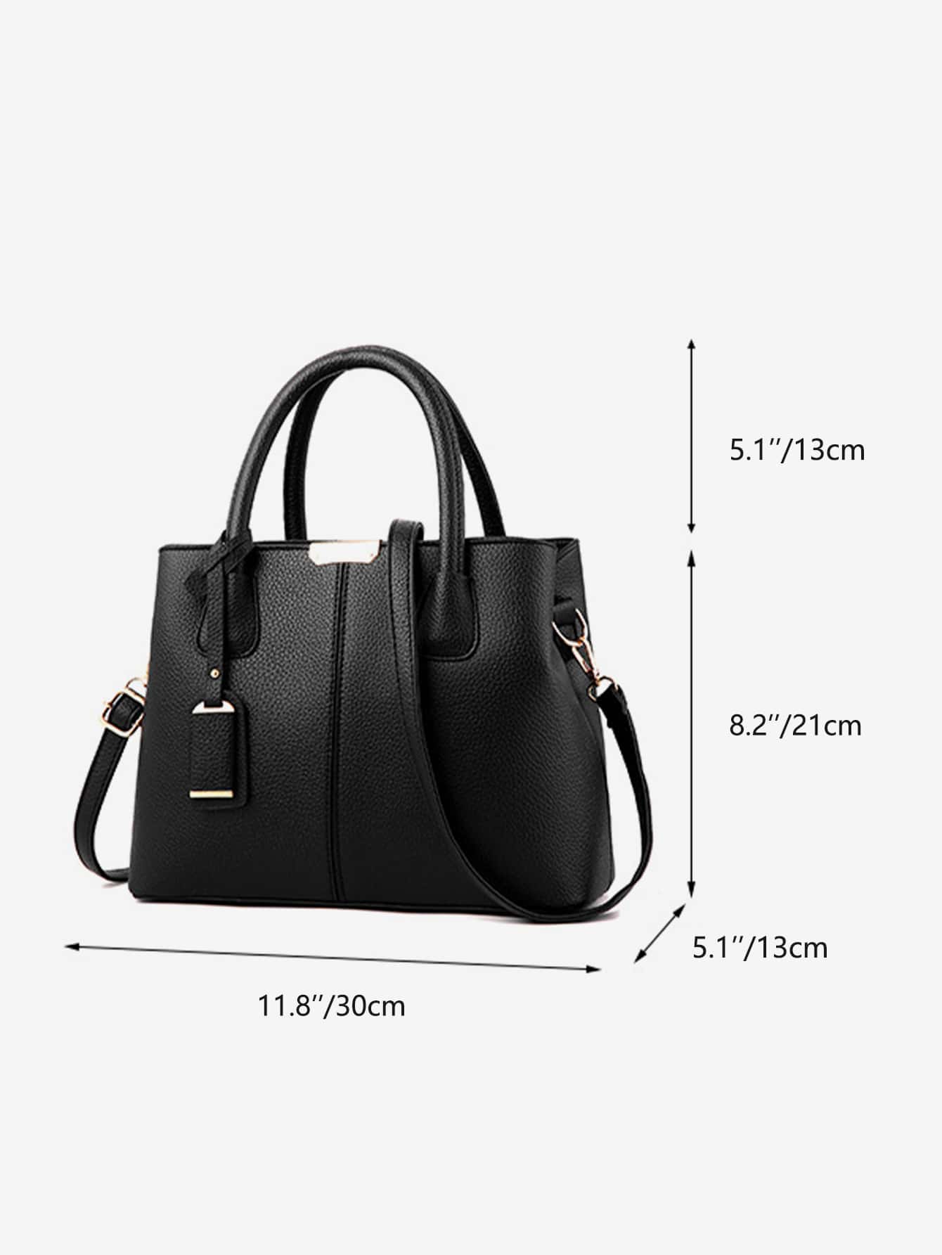 Simple Artificial Leather Handbag, Women's Elegant Crossbody Bag With Zipper Stylish, Litchi Embossed Top Handle Bag With Bag Charm, Mothers Day Gift For Mom White-collar Workers,Teacher Teacher's Day,Work ,Business,Commute For Teen Girls Women College St