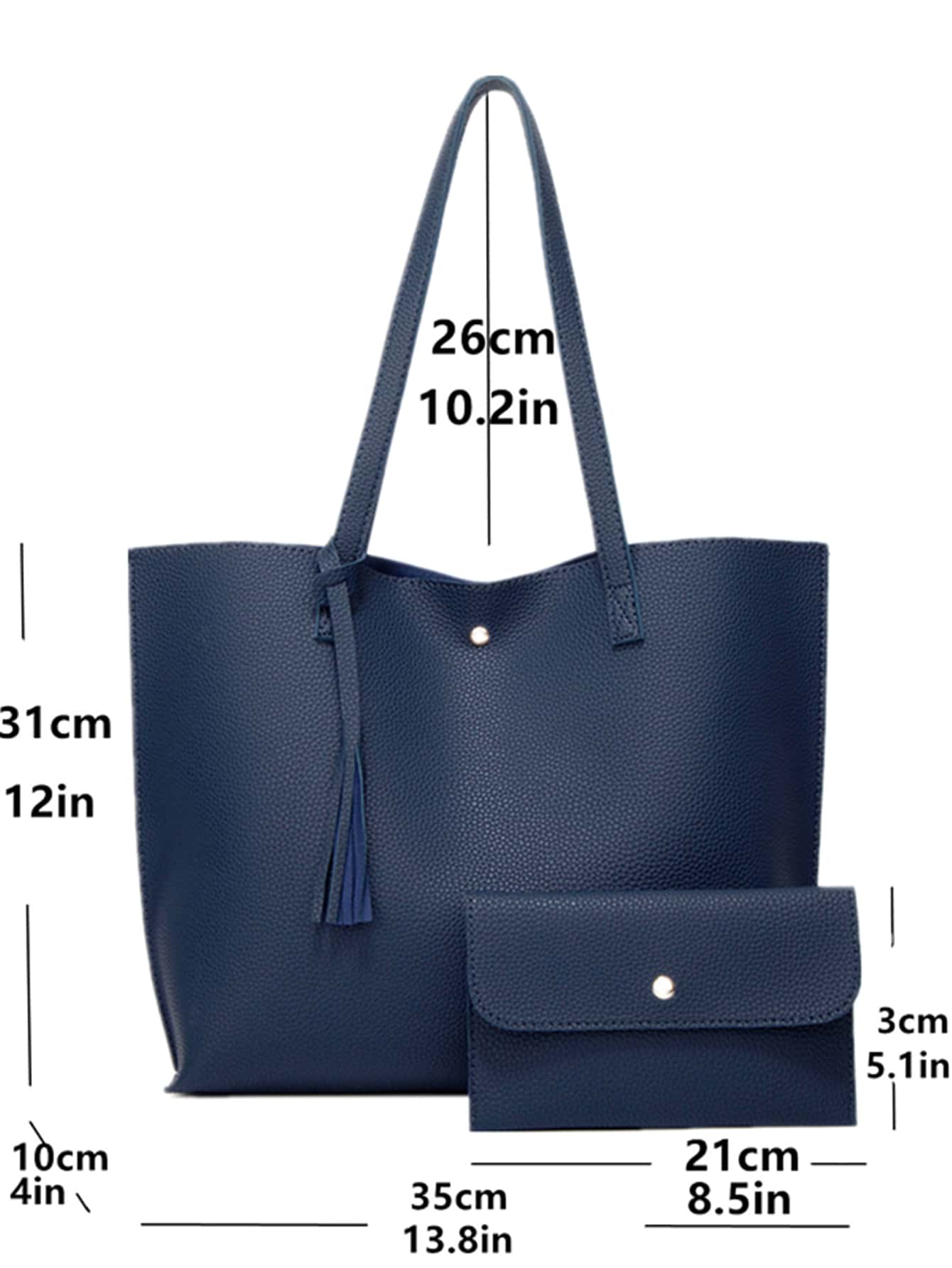 New Arrival Solid Color Tassel Tote Bag & Shoulder Bag Set, Large Capacity, European And American Style Fashion Shopping Bag