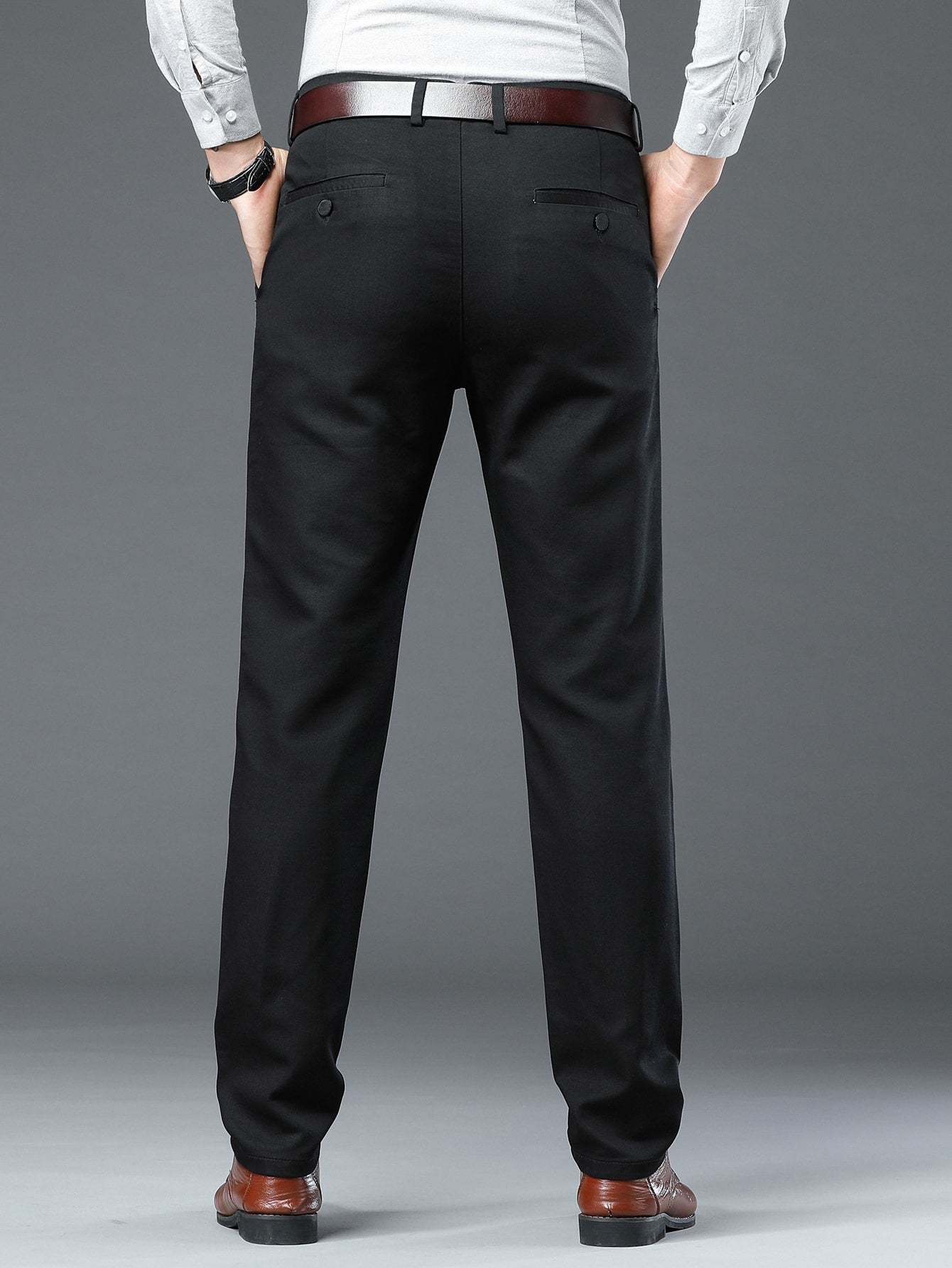 Men Slant Pocket Suit Pants Without Belt