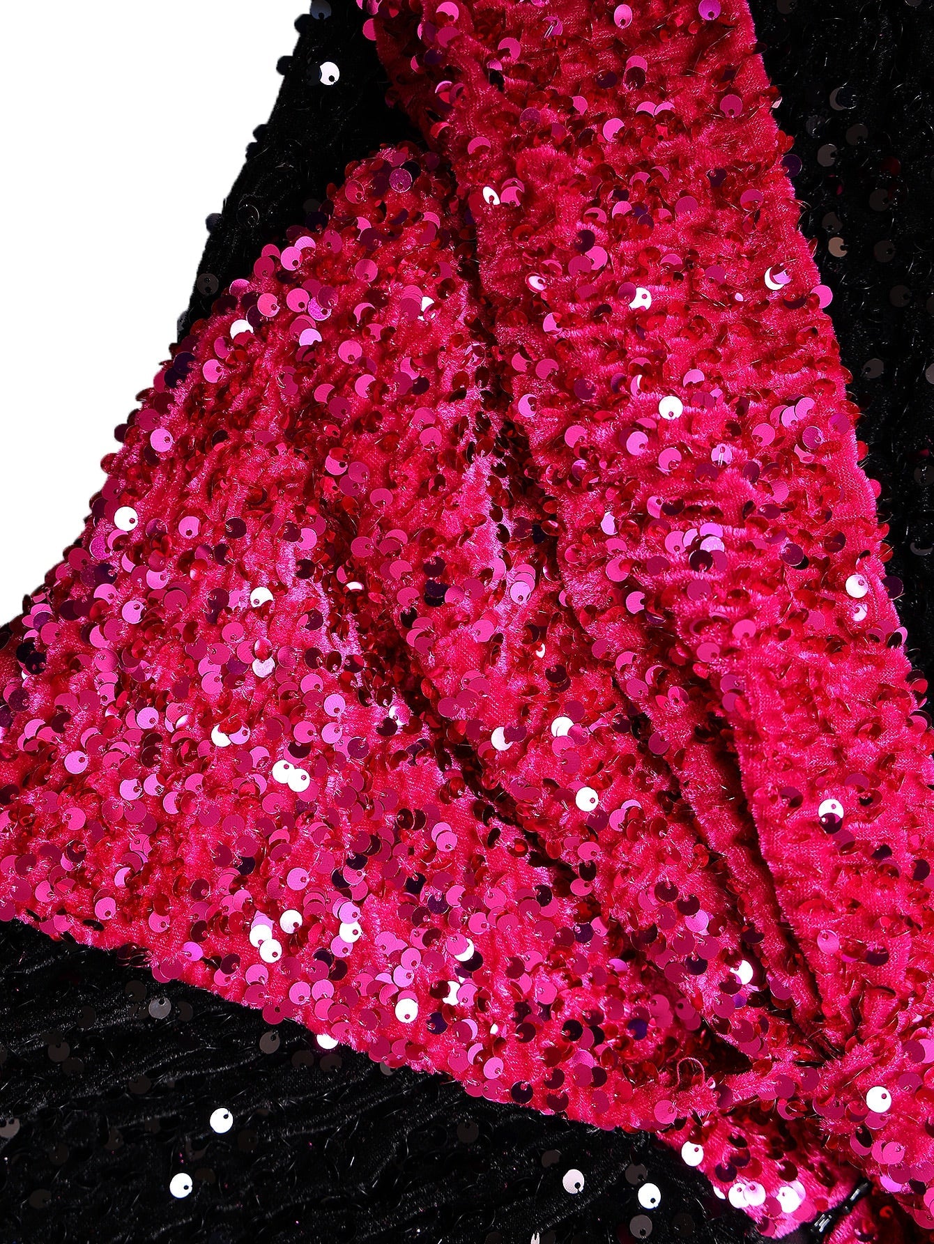 Deep V Neck Bow Back Sequin Floor Length Prom Dress