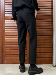 Men Slant Pocket Solid Suit Pants