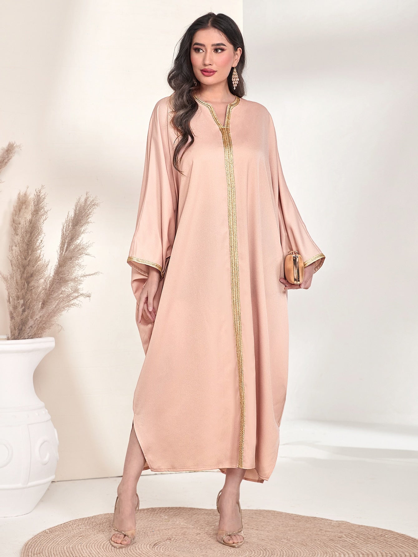 Najma Tape Trim Batwing Sleeve Kaftan