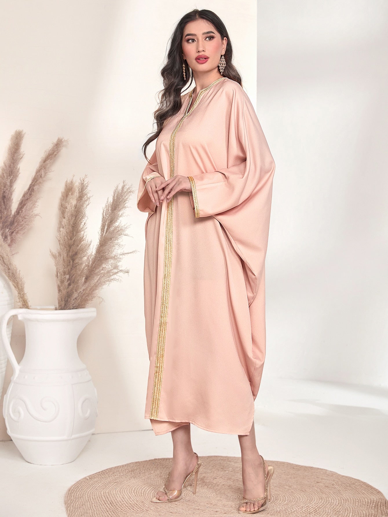 Najma Tape Trim Batwing Sleeve Kaftan