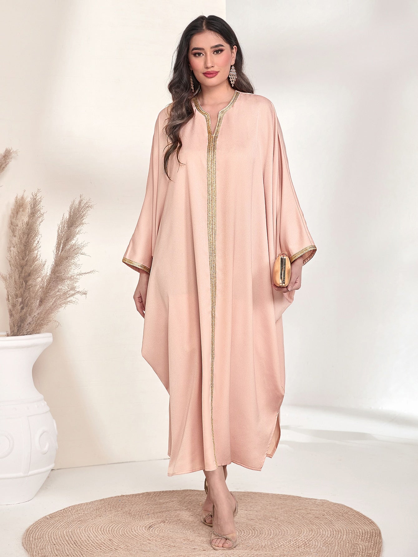 Najma Tape Trim Batwing Sleeve Kaftan