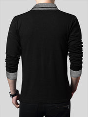 Men Cotton Surplice Neck Contrast Binding T-shirt