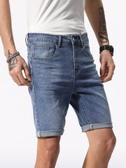 Manfinity Homme Men Cotton Cat Whisker Washed Bermuda Denim Shorts