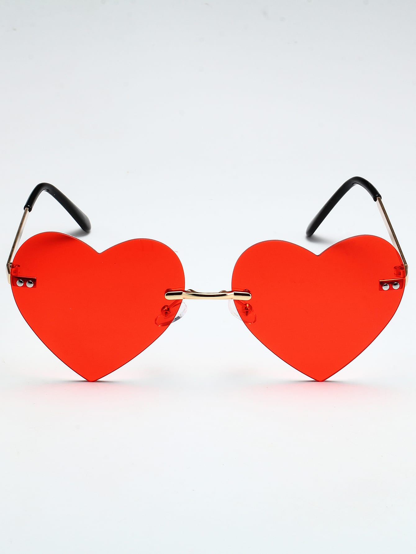 1pair Women'S Pc Decorated Heart Shaped Fashion Sunglasses Suitable For Christmas, Holiday Parties