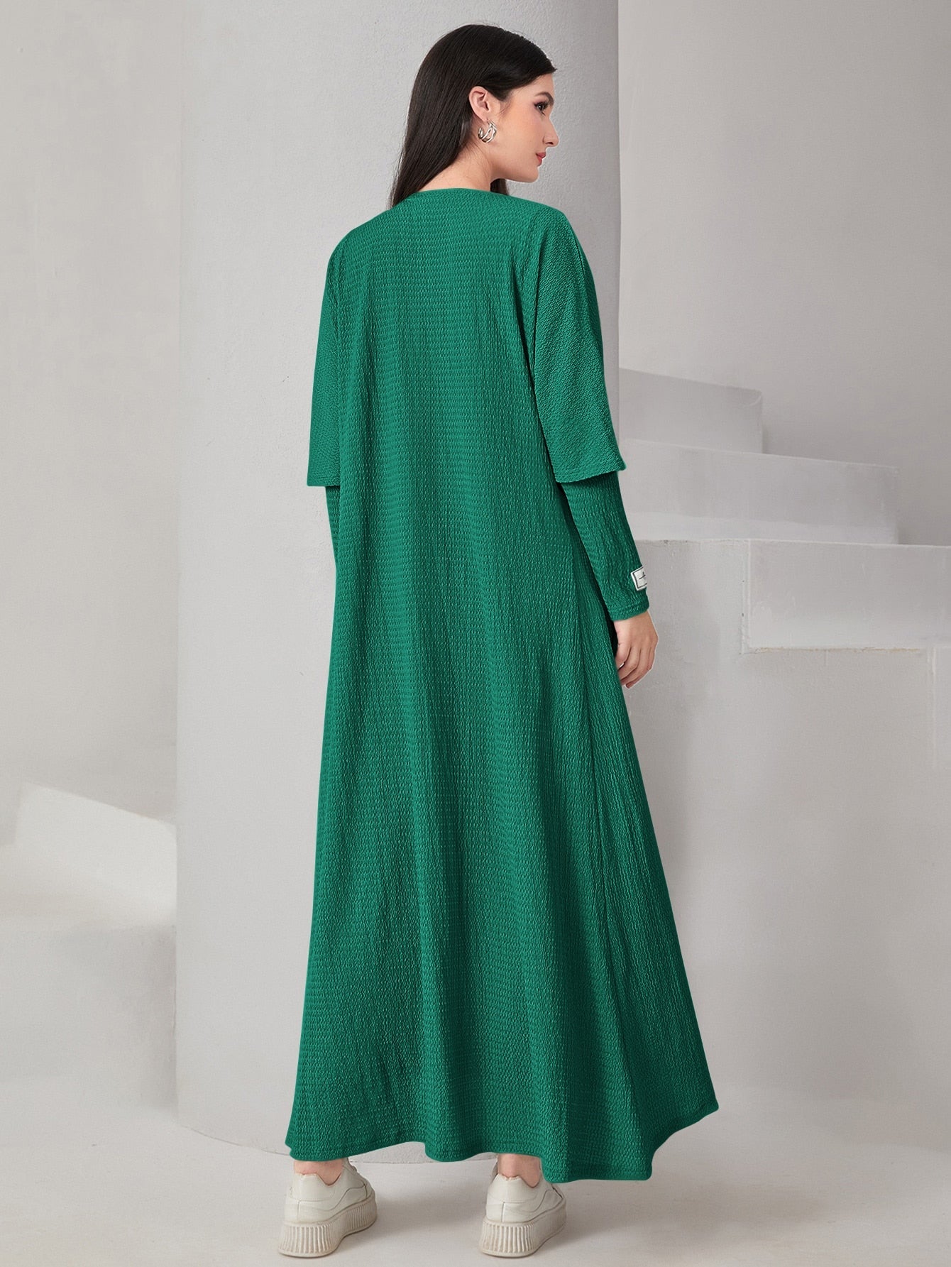 Mulvari Textured Knit Open Front Abaya & Dress