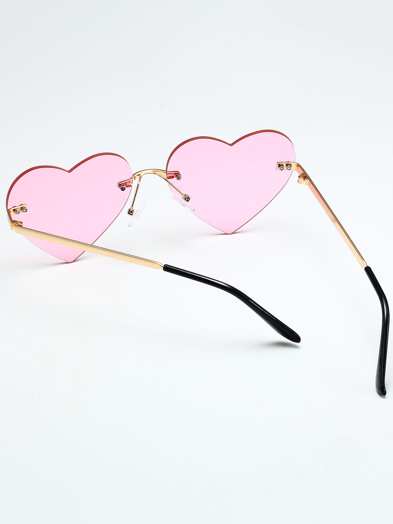 1pair Women'S Pc Decorated Heart Shaped Fashion Sunglasses Suitable For Christmas, Holiday Parties