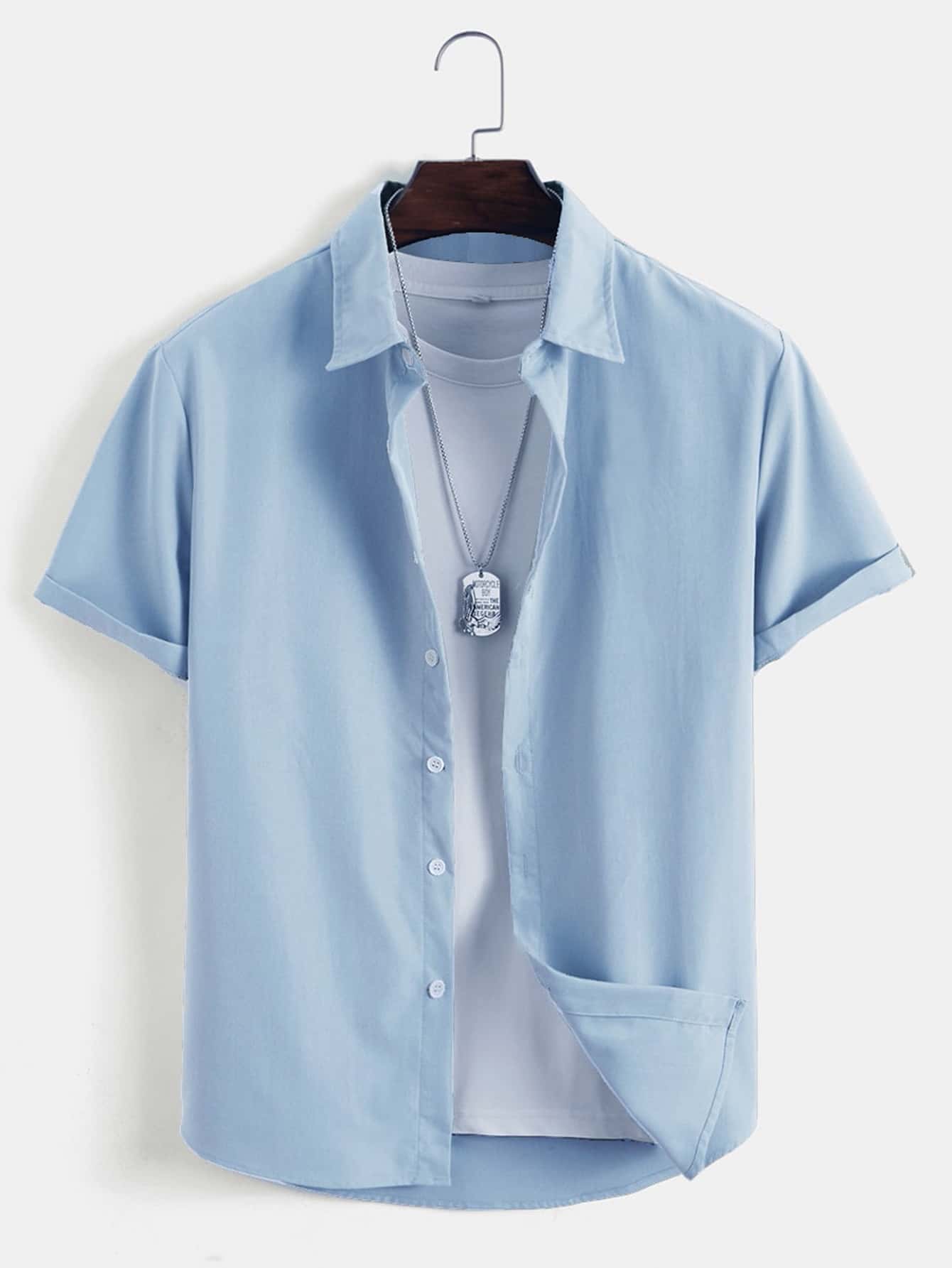 Manfinity Homme Men Solid Button Up Shirt