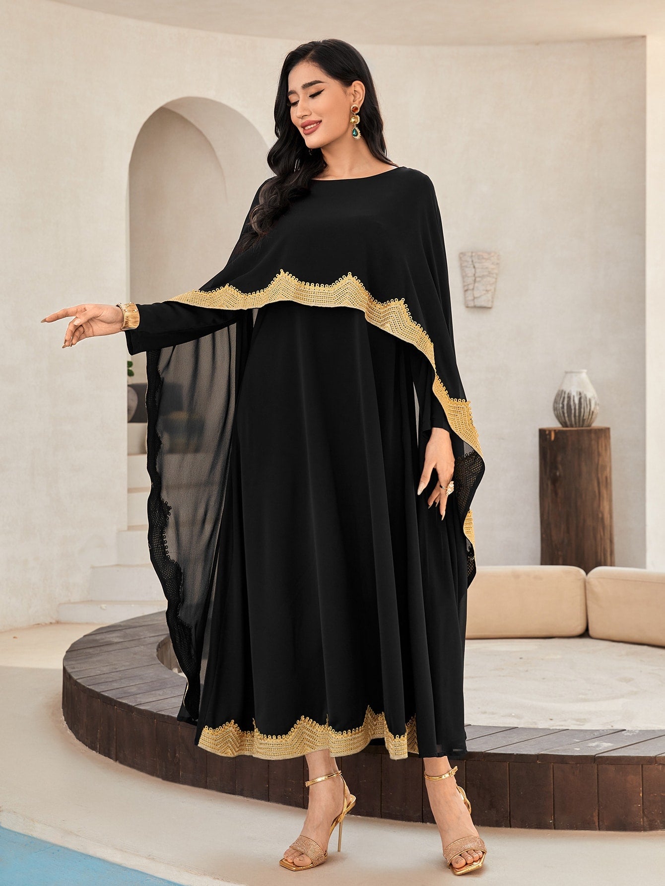 Najma Contrast Lace Kaftan Dress