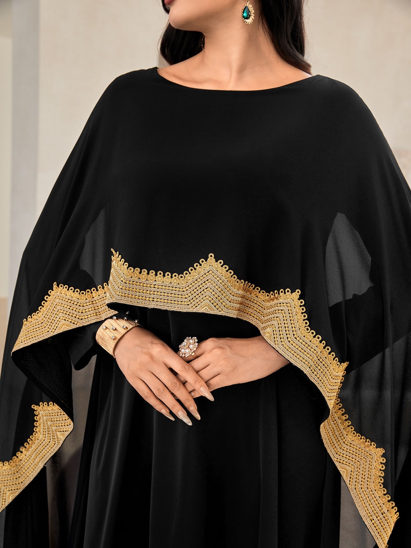 Najma Contrast Lace Kaftan Dress