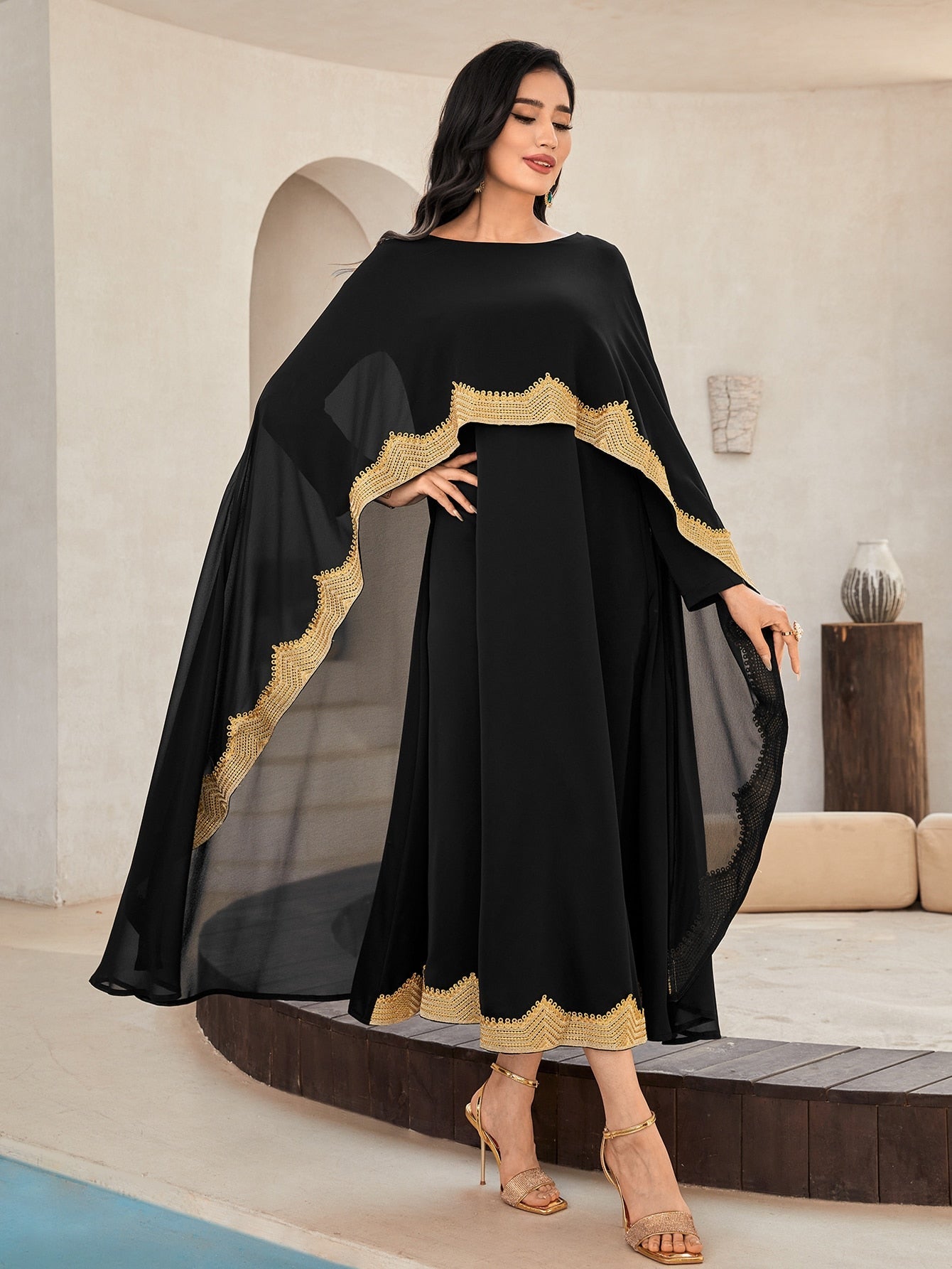 Najma Contrast Lace Kaftan Dress