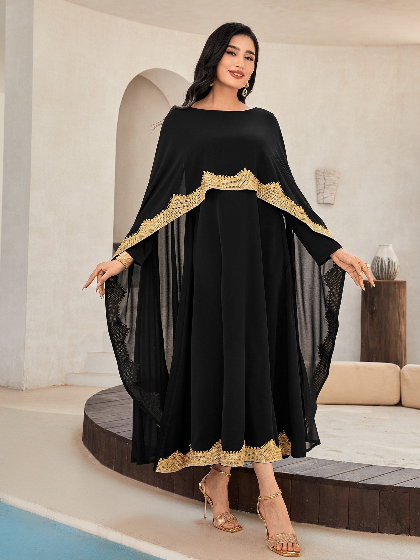 Najma Contrast Lace Kaftan Dress