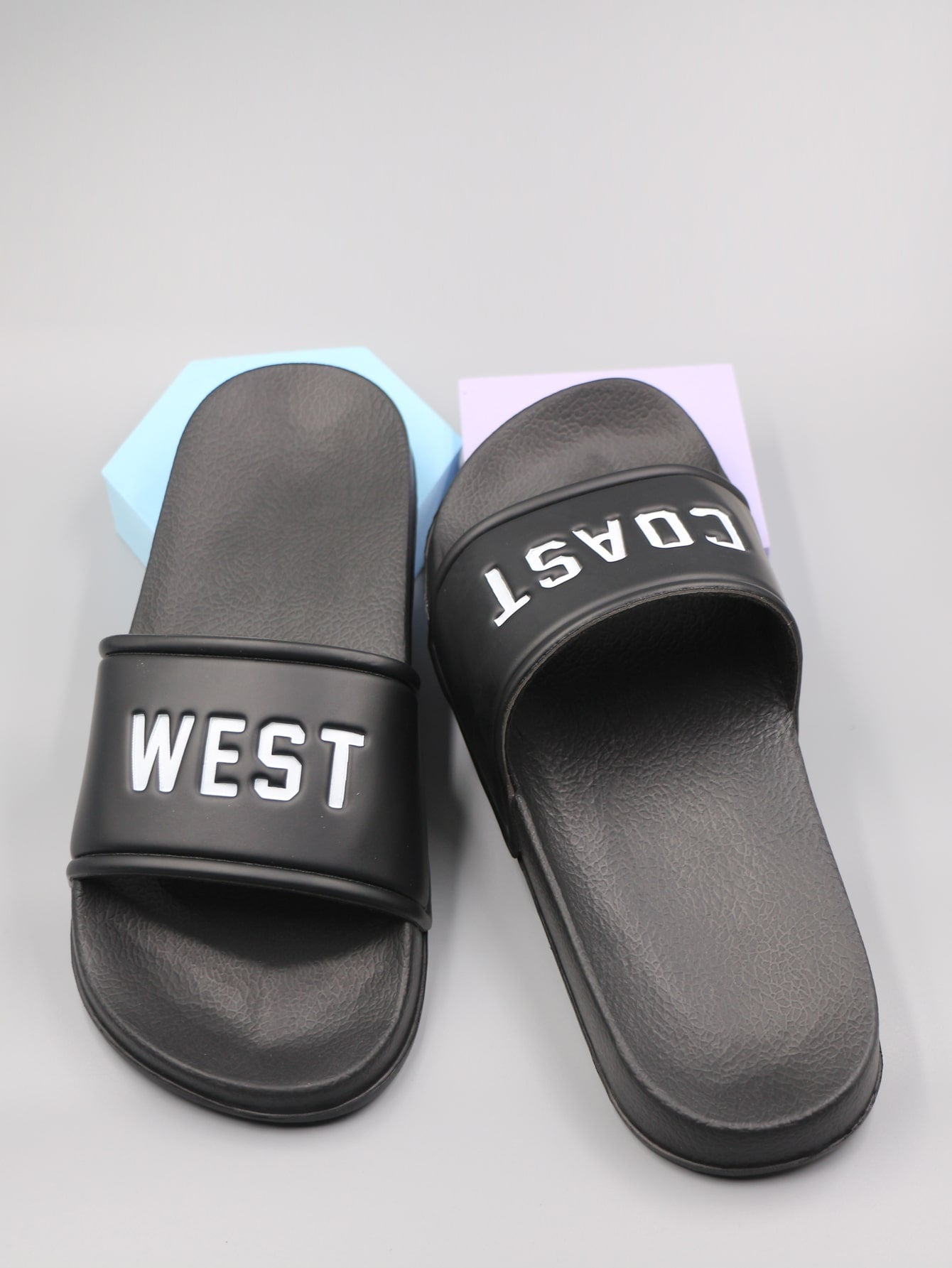 Men's Fashionable Black Printed Slide Sandals