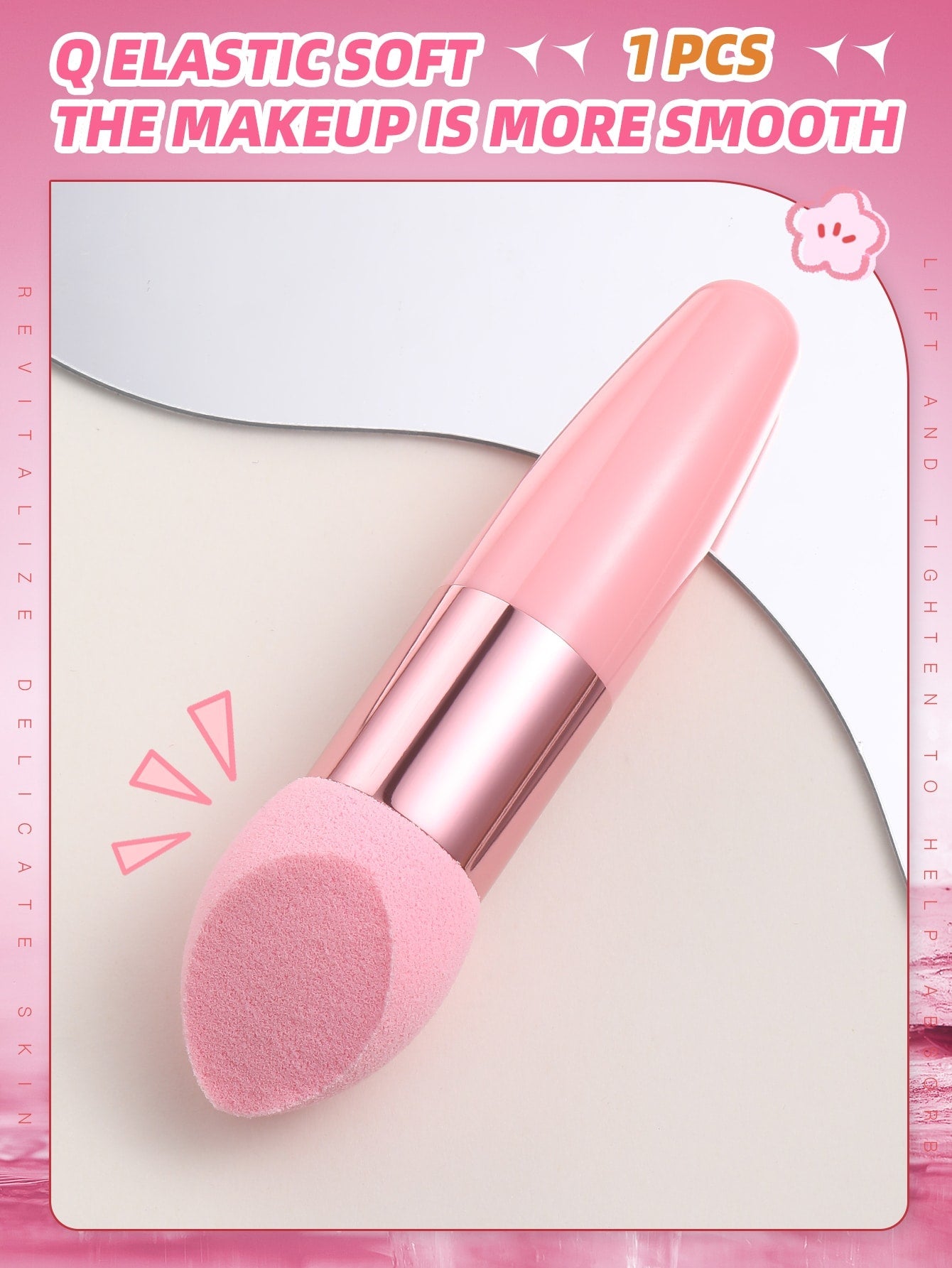 1pc Foundation Makeup Sponge Blender With Handle, Multifunctional Beauty Mixing Tool Cosmetic Puff Mushroom Cosmetics Egg Puff Make Up Sponge Brush