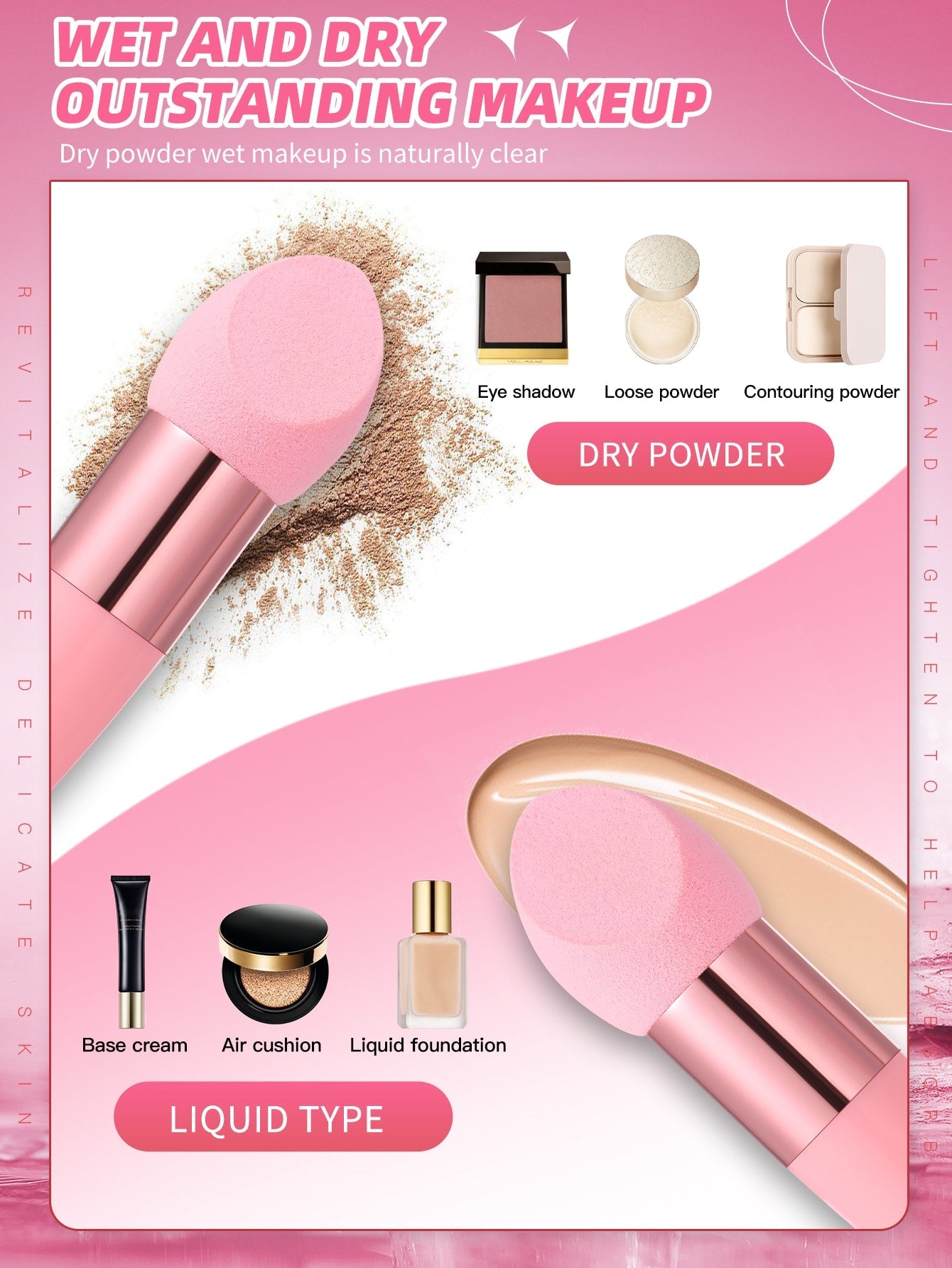 1pc Foundation Makeup Sponge Blender With Handle, Multifunctional Beauty Mixing Tool Cosmetic Puff Mushroom Cosmetics Egg Puff Make Up Sponge Brush