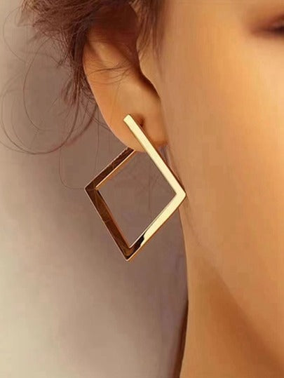 1pair Fashion Square Design Stud Earrings For Women For Daily Decoration