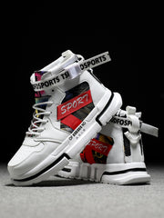 Men Colorblock Letter Graphic Lace-up Front Skate Shoes