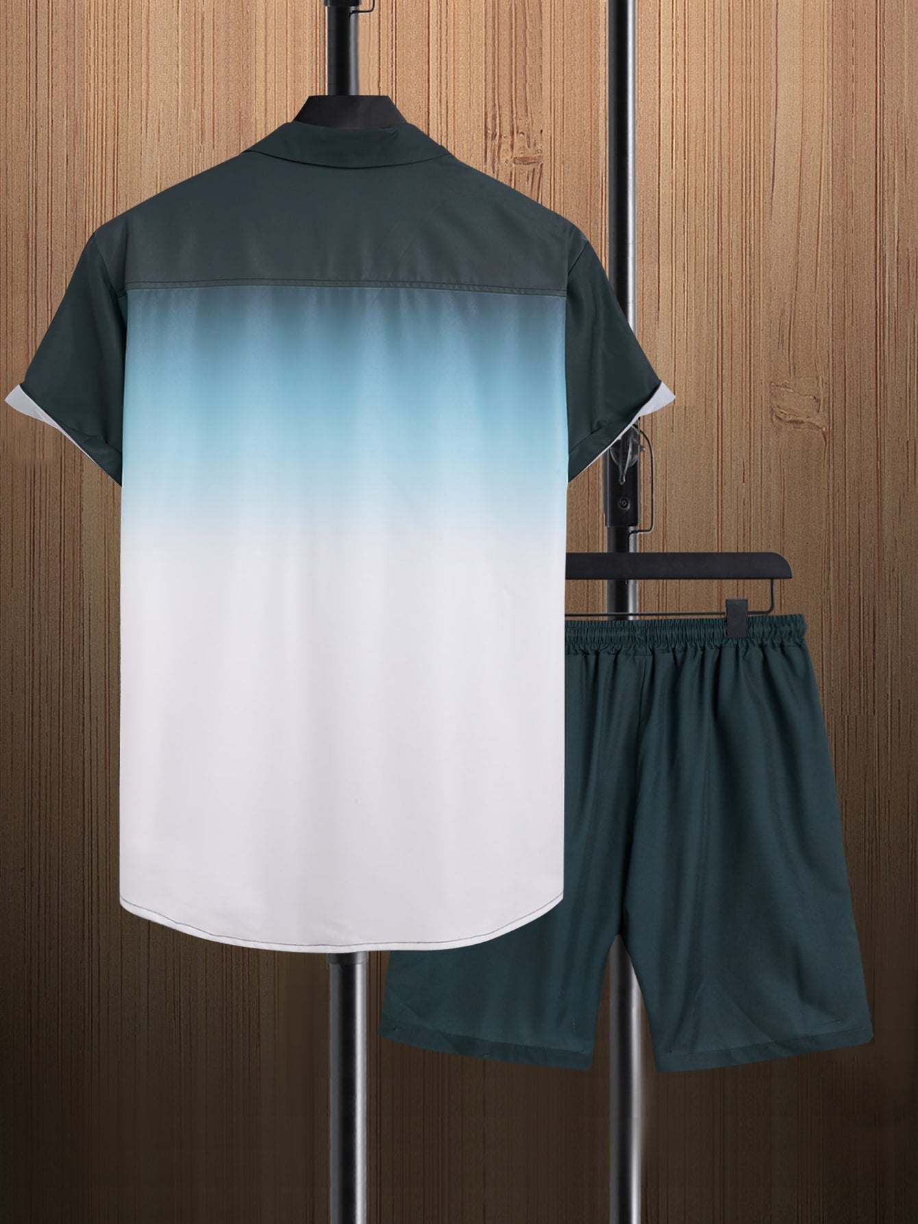 Manfinity RSRT Men Ombre Shirt & Drawstring Waist Shorts Without Tee