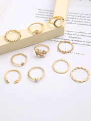 10pcs/set Rhinestone Decor Ring